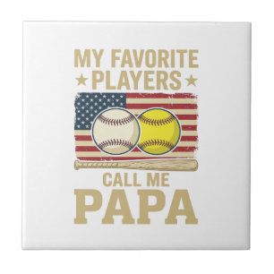 Vintage Papa Baseball Softball Players Shirt Desig Tile