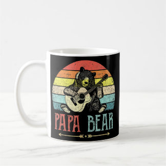 Vintage Papa Bear Playing Guitar Dad Guitar Coffee Mug