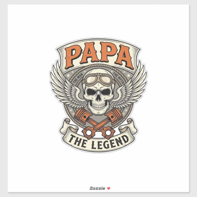 Vintage Papa Biker Skull Legend (Sheet)