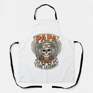 Vintage Papa Biker Skull Legend Apron