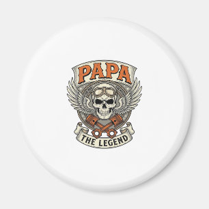 Vintage Papa Biker Skull Legend Magnet