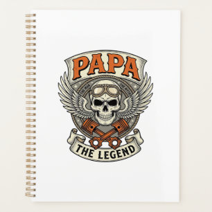 Vintage Papa Biker Skull Legend Planner