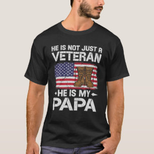 Vintage Papa Veteran USA Flag 4Th Of July Fathers T-Shirt