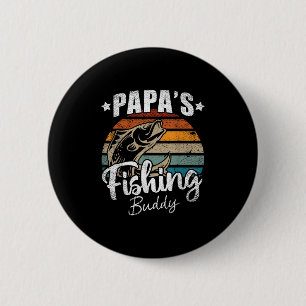 Vintage Papas Fishing Buddy Kids Funny Retro Sunse 6 Cm Round Badge