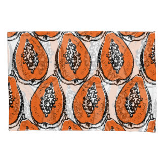 Vintage Papaya Charcoal Drawing Pattern. Pillowcase