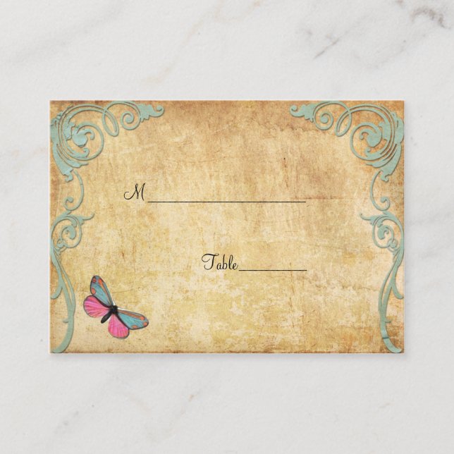 Vintage Paper Butterfly Table Place Card (Front)