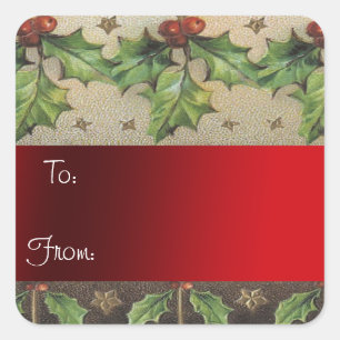 Vintage Paper Christmas Gift Tag Sticker