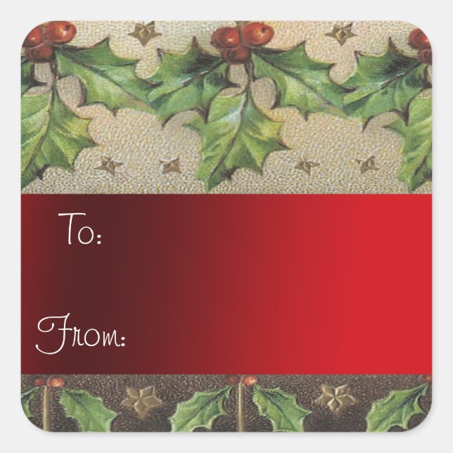 Vintage Paper Christmas Gift Tag Sticker (Front)