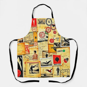 Vintage Paper Collage Art Apron