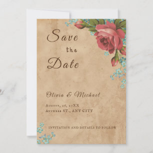 Vintage Paper Craft Save the Date Card