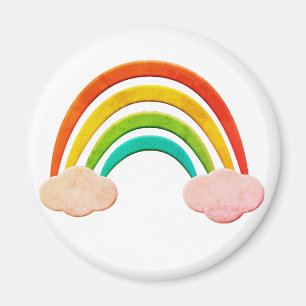 Vintage Paper Cut Rainbow And Clouds Magnet