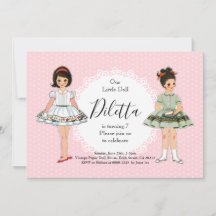 Vintage Paper Doll Birthday Party Invitation