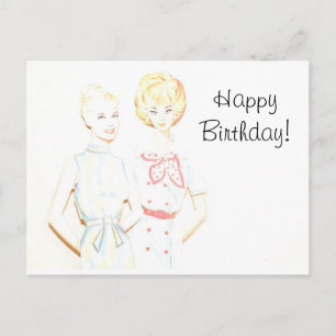 Vintage Paper Doll Birthday Post Card