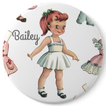 Vintage Paper Doll Image with Dresses Personalised