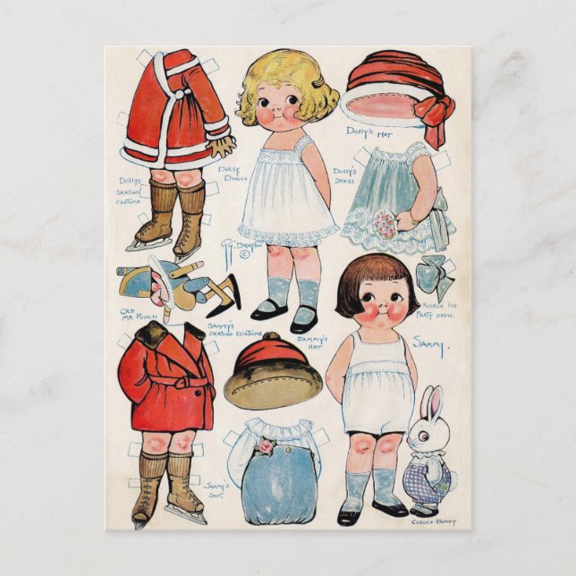 Vintage Paper Doll  Postcard (Front)