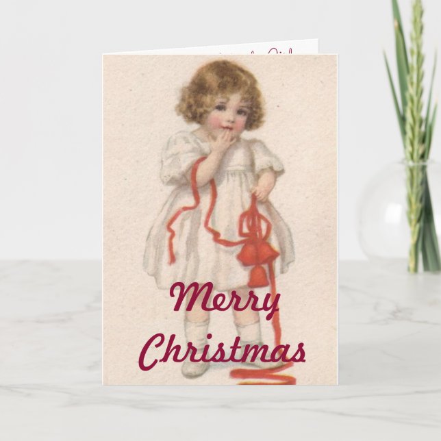 Vintage Paper Dolls Merry Christmas Card (Front)