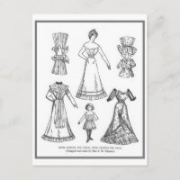 Vintage Paper Dolls Postcard