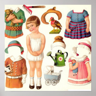 Vintage Paper Dolls Poster