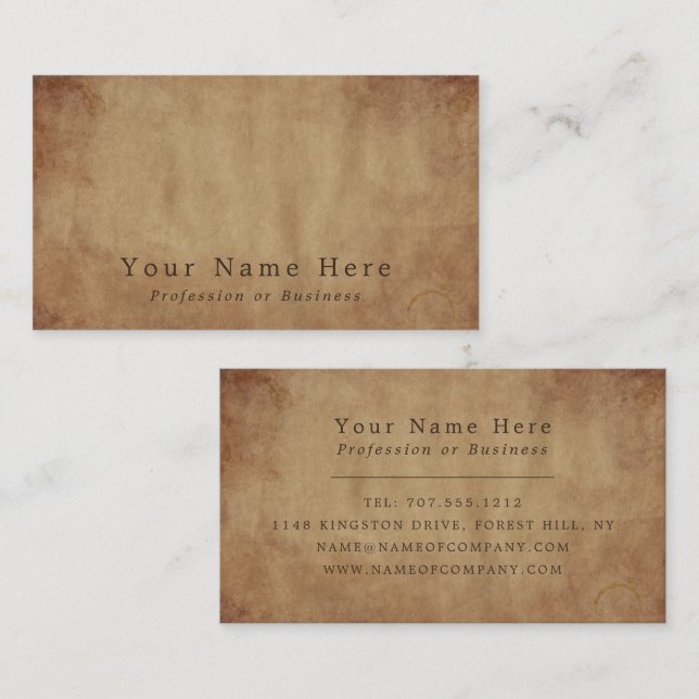 Vintage Paper Effect Business Card (Front/Back)