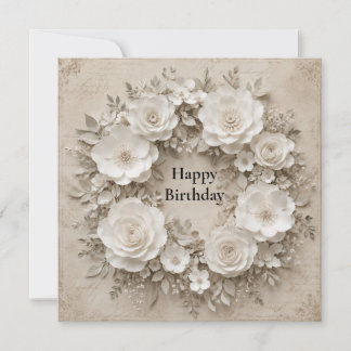 vintage paper flower wreath card 