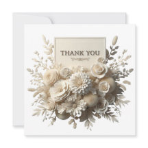 Vintage Paper Flowers Thank You Card 