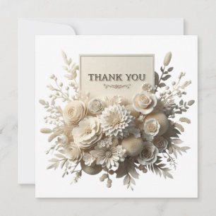 Vintage Paper Flowers Thank You Card 