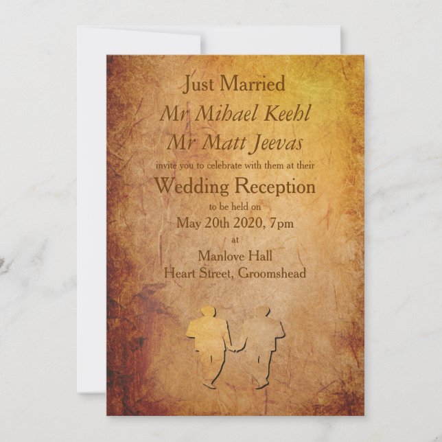 Vintage Paper Gay Wedding Announcement Invitation (Front)