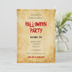 Vintage paper Halloween party Invitation