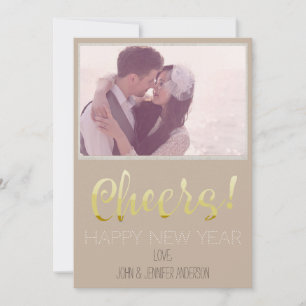 Vintage Paper Happy New Year with Photo Holiday Card