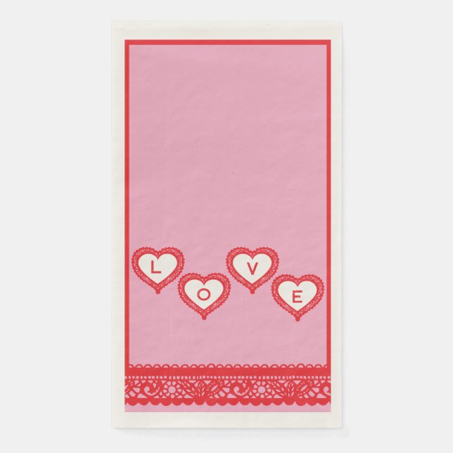Vintage Paper Hearts Paper Napkin (Front)