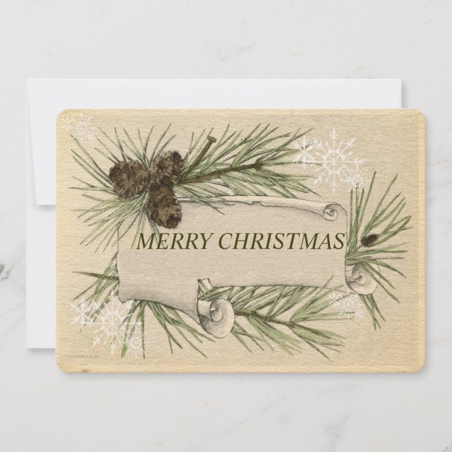 Vintage Paper,  Holiday, Christmas, Custom Holiday Card (Front)