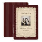 Vintage Paper Lace Burgundy Save the Date