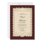 Vintage Paper Lace Burgundy Wedding Invitation
