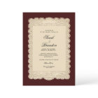 Vintage Paper Lace Burgundy Wedding Invitation
