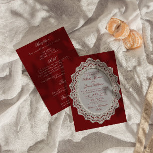 Vintage Paper Lace Doily All In One Wedding  Invitation