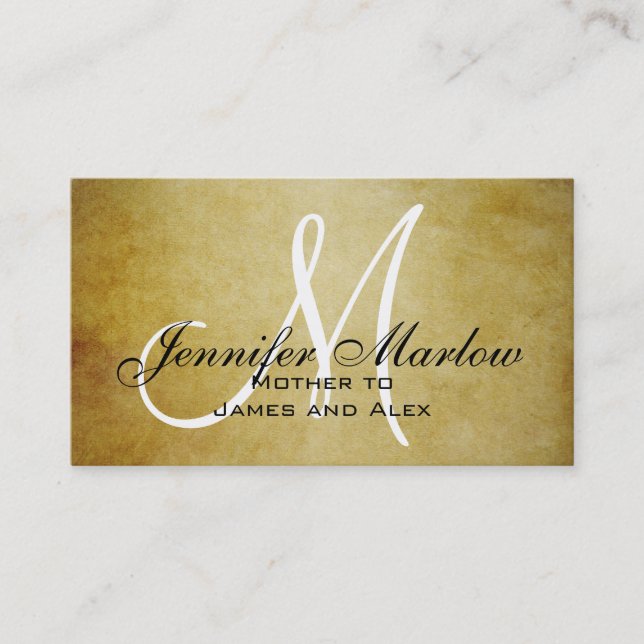 Vintage Paper Monogram Mummy Calling Card (Front)