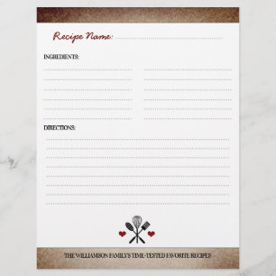 Vintage Paper Personalised Recipe Binder Insert