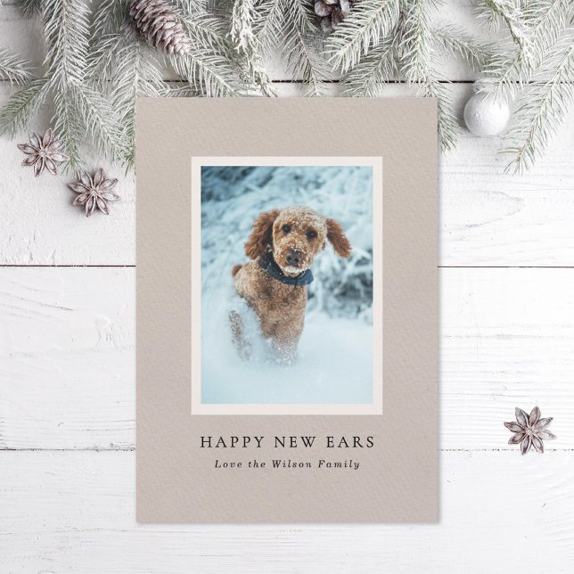 Vintage Paper Pet Ears Photo Holiday Card (Creator Uploaded)