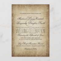 Vintage Paper Rustic Country Wedding Invitations