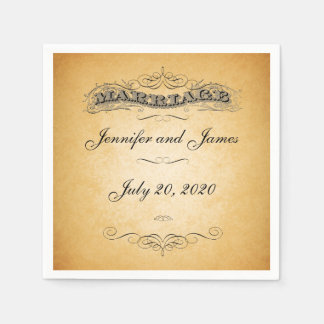 Vintage Paper Rustic Wedding Paper Napkins