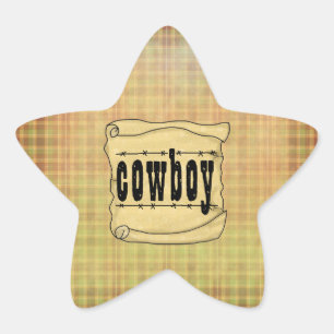 Vintage Paper Scroll Cowboy Star Stickers
