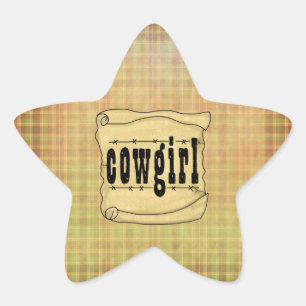 Vintage Paper Scroll Cowgirl Star Stickers
