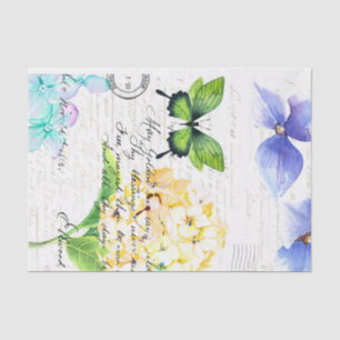 Vintage Paper with Green Butterfly Decoupage