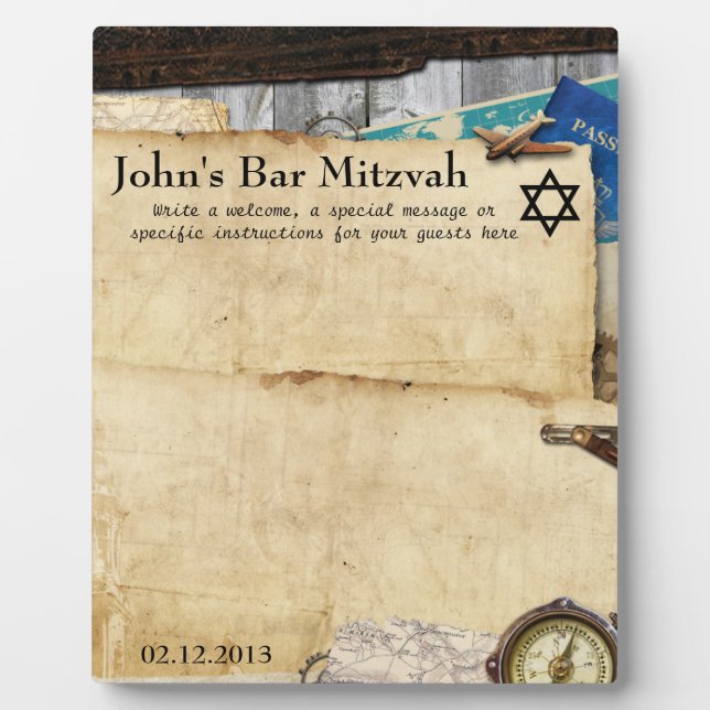 Vintage Paper World Travel Welcome Sign Plaque (Front)