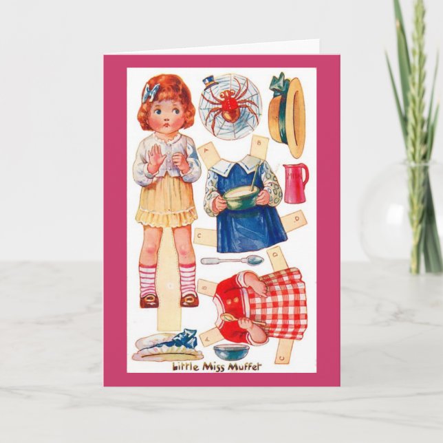 Vintage Paperdoll Little Miss Muffet greeting card (Front)