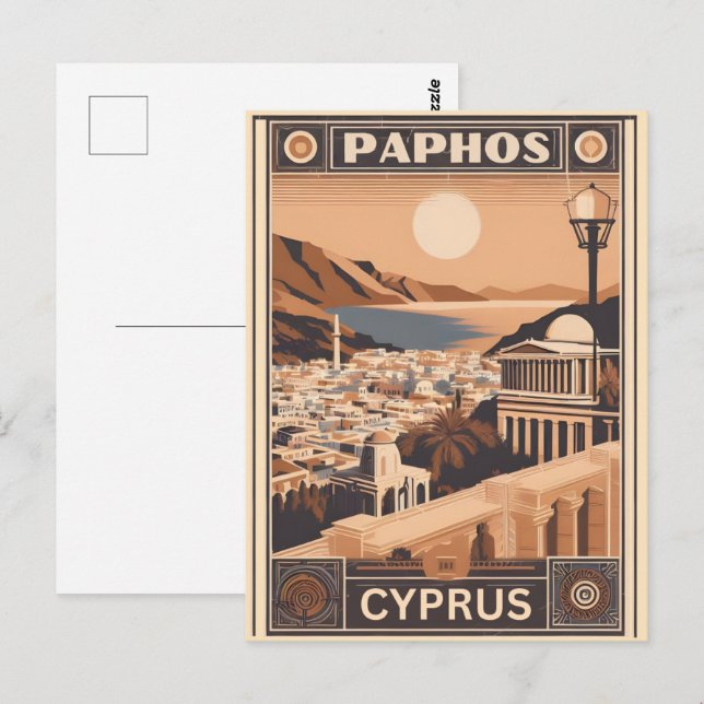 Vintage Paphos City, Cyprus holiday gift souvenir Postcard (Front/Back)