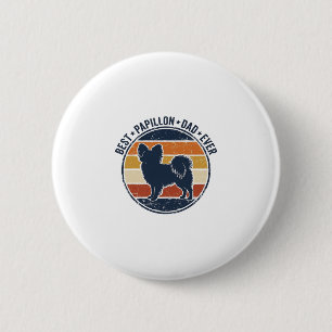 Vintage Papillon Dog Dad Retro Sunset Shirt Design 6 Cm Round Badge
