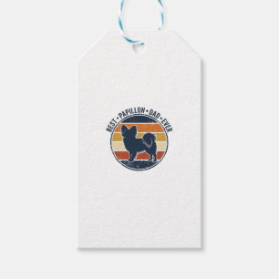Vintage Papillon Dog Dad Retro Sunset Shirt Design Gift Tags