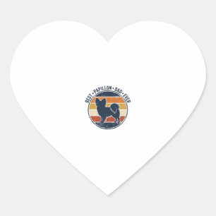 Vintage Papillon Dog Dad Retro Sunset Shirt Design Heart Sticker