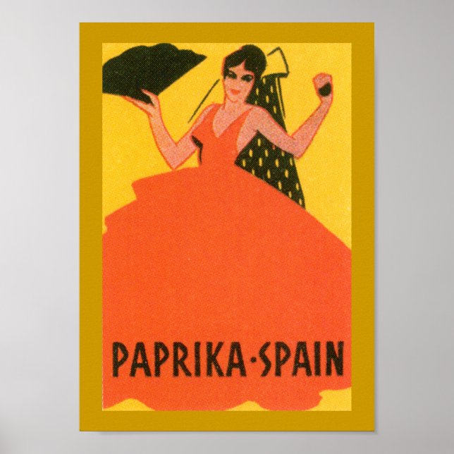 Vintage "Paprika Spain" Label Poster (Front)